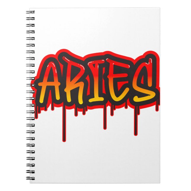 ARIES Fire Sign Driving Word Art Spray Paint Notizblock (Vorderseite)