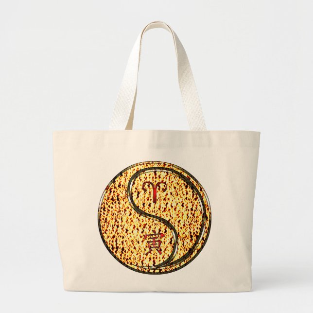 Aries & Fire Tiger Jumbo Stoffbeutel (Vorne)
