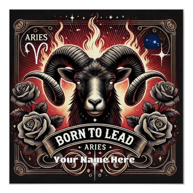 Aries "Geboren zu führen" Glossy Poster (Vorderseite)