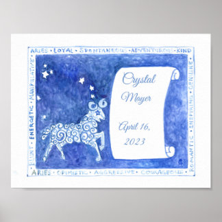 Aries Geburtstag Aquarelldruck Poster