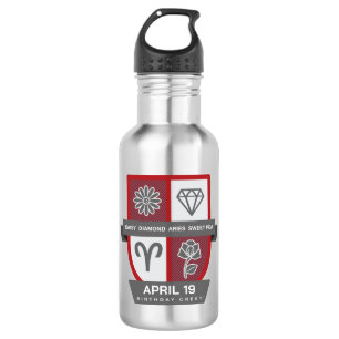 Aries Geburtstags-Wappen™ für 1.-19. April Edelstahlflasche
