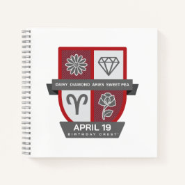 Aries Geburtstagswappen™ für 1.-19. April Notizbuch