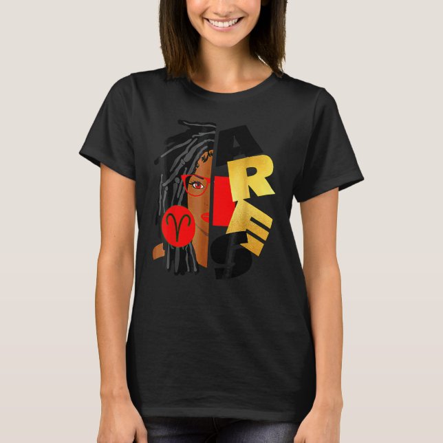 Aries Girl Afro Locs Girl T-Shirt (Vorderseite)