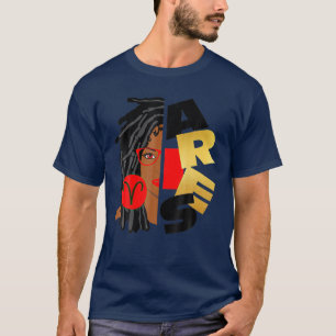 Aries Girl Afro Locs Girl Zodiac Signs Geburtstag T-Shirt