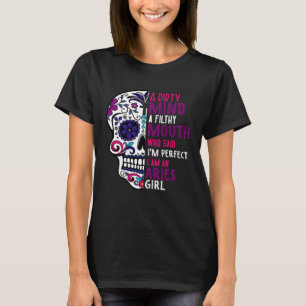 Aries GIrl Dia De Los Muertos Mexican Sugar Skull T-Shirt