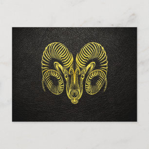 Aries Gold auf Leder Postkarte