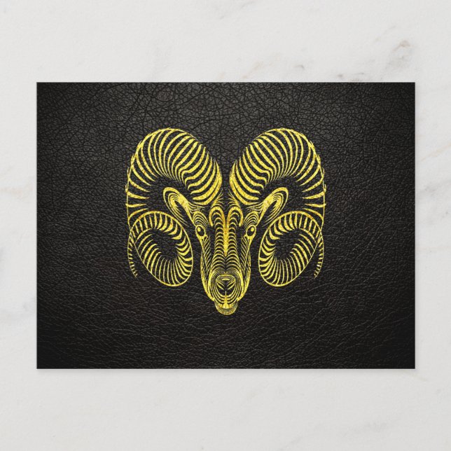 Aries Gold auf Leder Postkarte (Vorderseite)