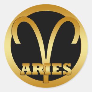 ARIES GOLD ZODIAC SIGN RUNDER AUFKLEBER