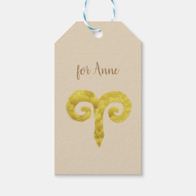 Aries golden Astrologie Zeichen Custom Geschenkanhänger (Vorderseite)