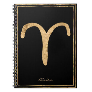Aries Hammergerüst goldstilisierte Astrologie-Symb Notizblock