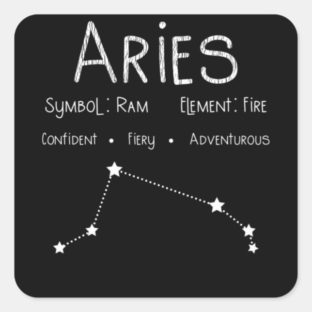 Aries Horoscope Astrologie Star Sign Geburtstagsge Quadratischer Aufkleber (Vorderseite)