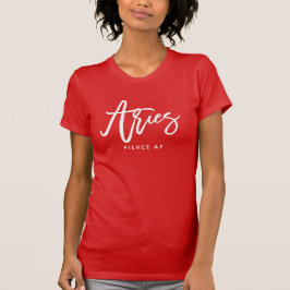 Aries Horoscope Modern Chic Script Zodiac Sign T-S T-Shirt