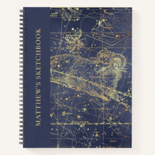 Aries Horoscope Starry Night Sketchbook mit Name Notizbuch