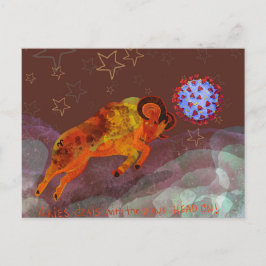 Aries kämpft den Virus frontal an Postkarte