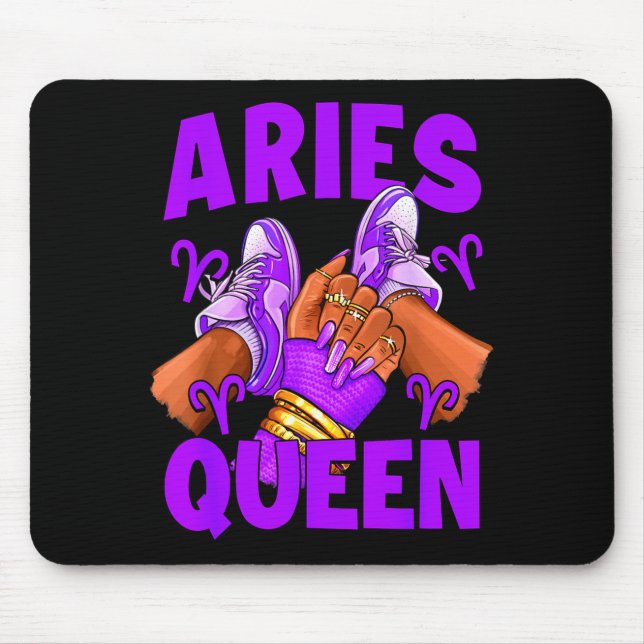 Aries Königin Nägel Sneaker Sternzeichen Geburtsta Mousepad (Vorne)