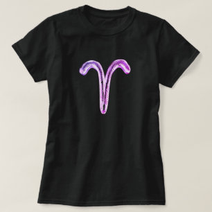 Aries Lila Pink Zodiac Horoskop Signatur Astrologi T-Shirt