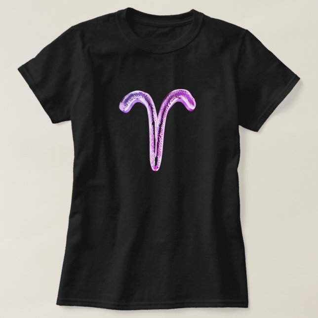 Aries Lila Pink Zodiac Horoskop Signatur Astrologi T-Shirt (Design vorne)