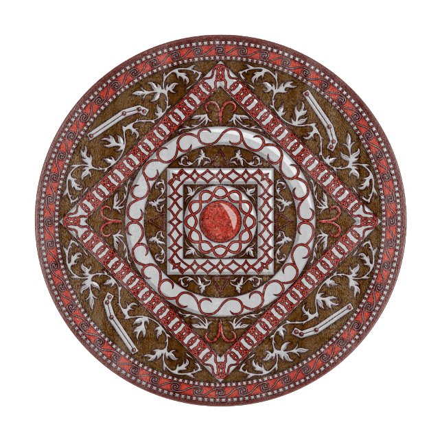 Aries Mandala Glass Cutting Board Schneidebrett (Vorderseite)