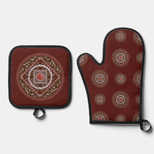 Aries-Mandala Ofenhandschuh & Topflappen-Set