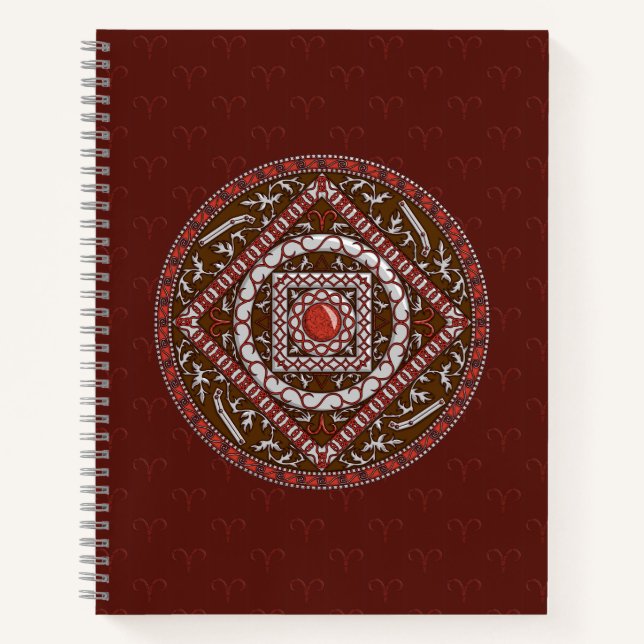 Aries Mandala Spiral Notebook Notizbuch (Vorderseite)
