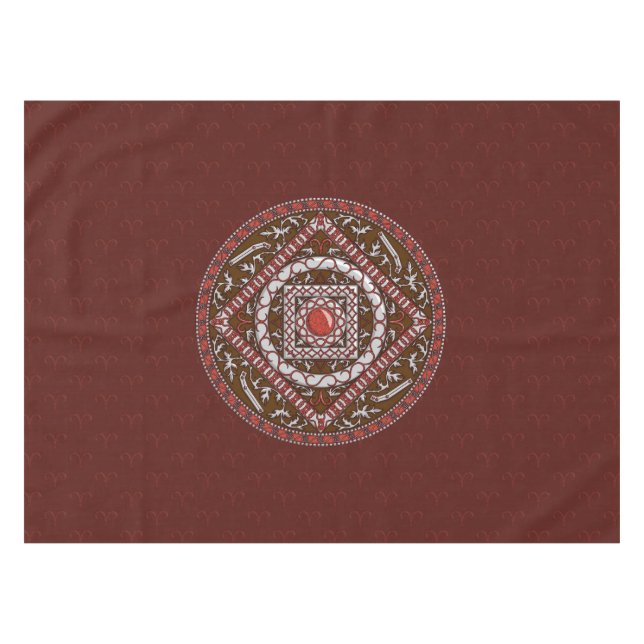 Aries Mandala Tablecloth Tischdecke (Vorderseite (Horizontal))