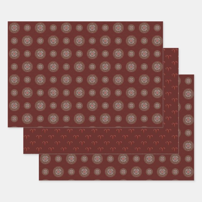 Aries Mandala Wrapping Paper Set Geschenkpapier Set (Set)