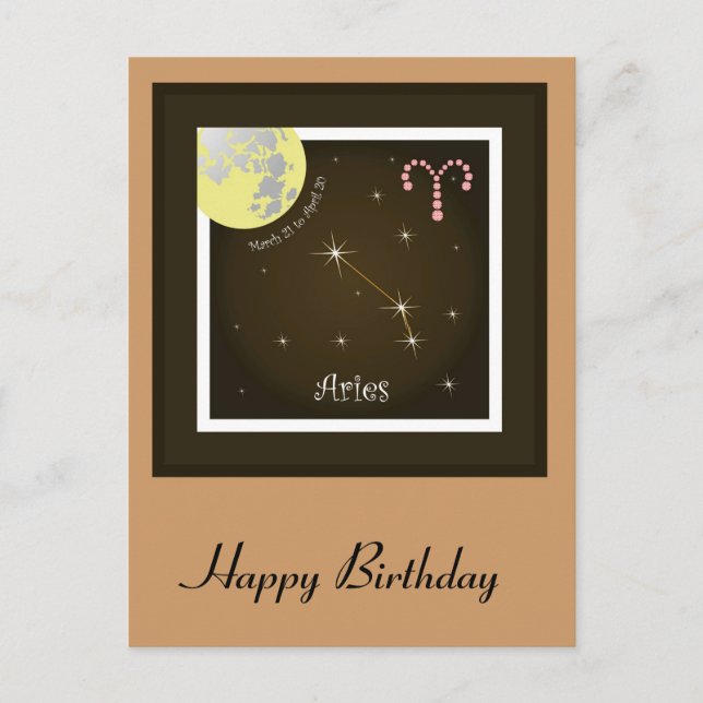 Aries März 21 bis 20 April Postkarte (Vorderseite)