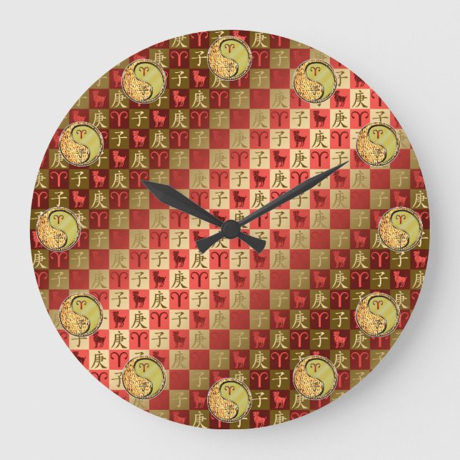 Aries & Metal Rat Große Wanduhr (Vorderseite)