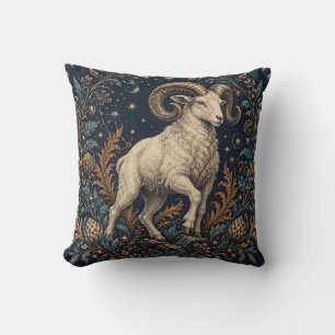 Aries Midnight Botanical Gravur Kissen