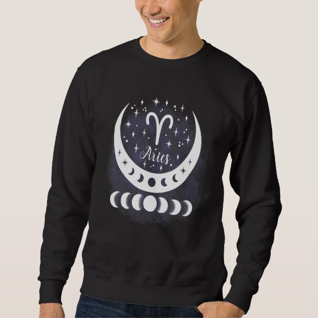 Aries Moon Phase Water Zodiac Sign Horoskop Perso Sweatshirt (Vorderseite)