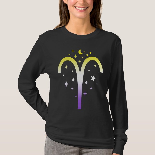 Aries Nonbinary LGBTQ Zodiac Sign Astrology Non bi T-Shirt (Vorderseite)