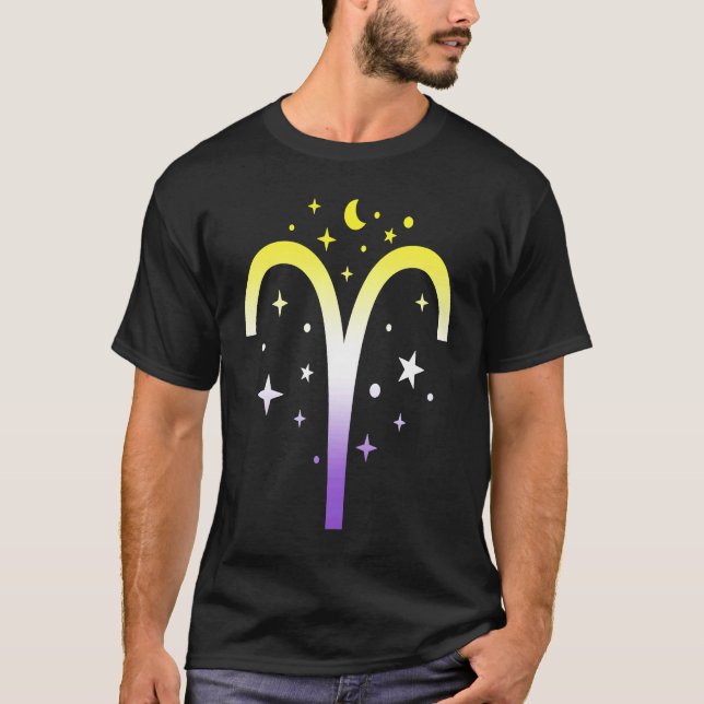 Aries Nonbinary LGBTQ Zodiac Sign Astrology Non bi T-Shirt (Vorderseite)