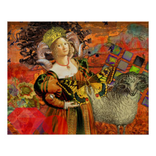 Aries Orange Woman Gothic Illustration Poster