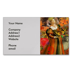 Aries Orange Women: Gothic Ram Antique Art Collage Magnetische Visitenkarte