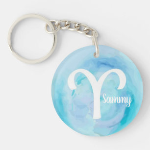 Aries Personalisiert Watercolor Zodiac-Zeichen Schlüsselanhänger