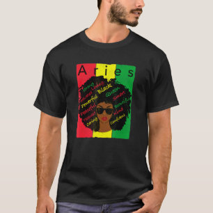 Aries Pride Black Woman Afro Horoscope Zodiac T-Shirt