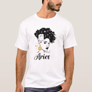 Aries Queen African American Girl März Apri T-Shirt