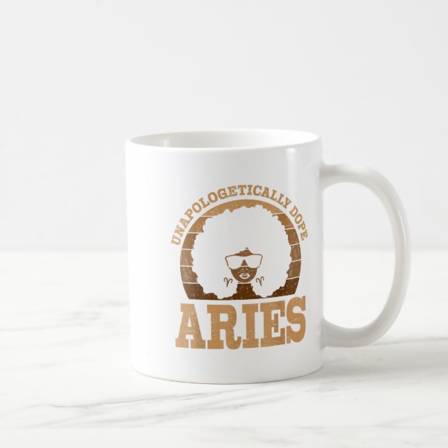 Aries Queen Afro Hair Black Woman Zodiac Sign Kaffeetasse (Rechts)