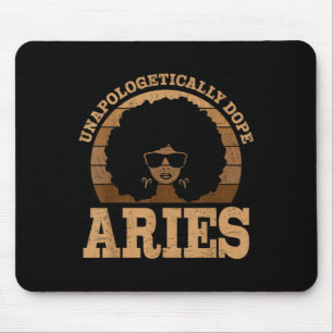 Aries Queen Afro Hair Black Woman Zodiac Sign Mousepad