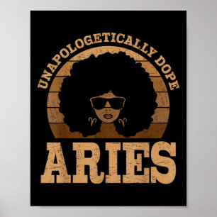 Aries Queen Afro Hair Black Woman Zodiac Sign Poster