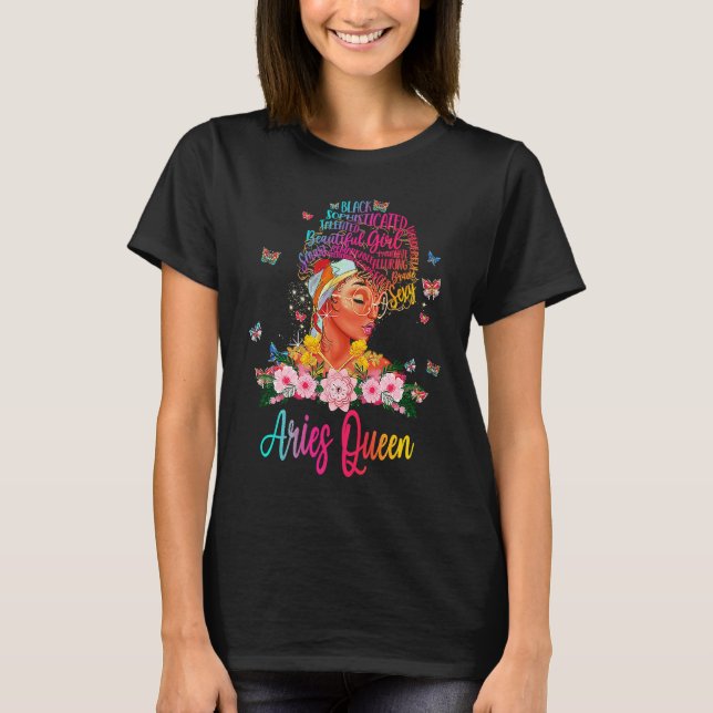Aries Queen Black Women Persistent Sophisticated B T-Shirt (Vorderseite)