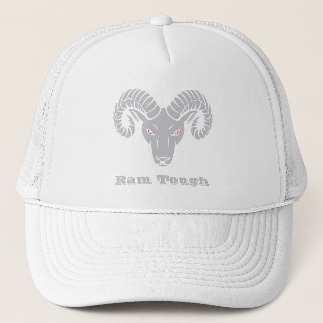 Aries Ram Bright Silver Metallic Truckerkappe (Vorderseite)