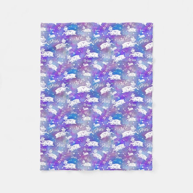 Aries Ram Constellation Stars Geburtstagsmuster Fleecedecke (Vorderseite)