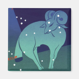 Aries Ram Constellation, Vintage Zodiac Astrologie Magnet