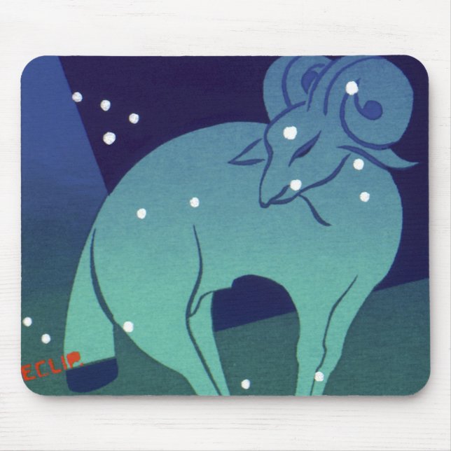 Aries Ram Constellation, Vintage Zodiac Astrologie Mousepad (Vorne)
