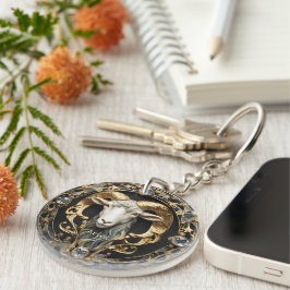 Aries Ram, Diamond und Gold Personalisiert Schlüsselanhänger