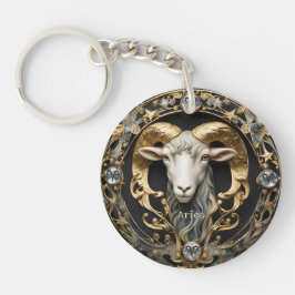Aries Ram, Diamond und Gold Personalisiert Schlüsselanhänger
