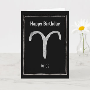 Aries Ram Happy Birthday Silber Astrologie zodiac Karte