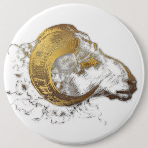 Aries Ram mit Golden Horns Astrologie Button 1