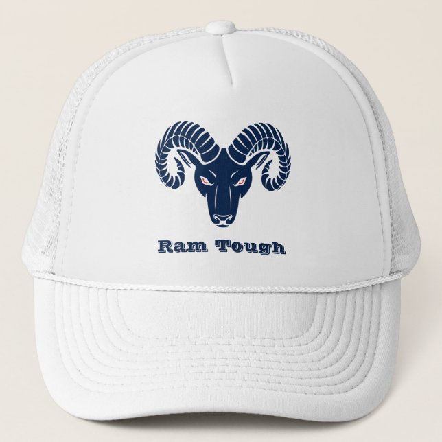 Aries Ram Patriotic Blue Pearl Truckerkappe (Vorderseite)